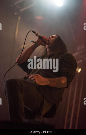 Catton Park, Derbyshire, UK, Sunday 12 August 2018. Act of Defiance play the Sophie Lancaster stage at Bloodstock Festival. Credit: Tracy Daniel/Alamy Live News Stock Photo