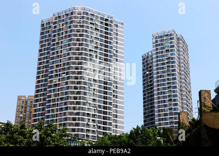 Chongqin, Chongqin, China. 14th Aug, 2018. Chongqing, CHINA-Colorful residential buildings in southwest China's Chongqing. Credit: SIPA Asia/ZUMA Wire/Alamy Live News Stock Photo