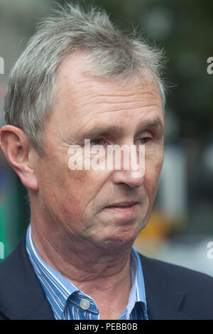 London 14th August 2018. Nigel Evans  Conservative MP for Ribble Valley speaks to reporters following a security alert  Westminster after a vehicle is reported to have crashed security barriers outside the House of Commons at Parliament Credit: amer ghazzal/Alamy Live News Stock Photo