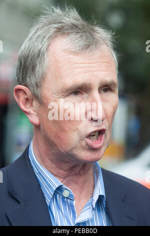 London 14th August 2018. Nigel Evans  Conservative MP for Ribble Valley speaks to reporters following a security alert  Westminster after a vehicle is reported to have crashed security barriers outside the House of Commons at Parliament Credit: amer ghazzal/Alamy Live News Stock Photo