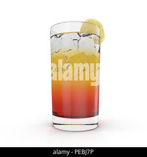 Glass of Ice Tea with Lemon on white. 3D illustration Stock Photo