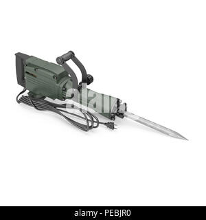 Electric Demolition Jack Hammer on White. 3D illustration Stock Photo