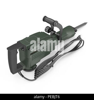 Electric Demolition Jack Hammer on White. 3D illustration Stock Photo