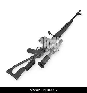 Dragunov sniper rifle gun isolated on white. 3D illustration Stock Photo