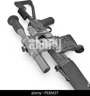 Dragunov sniper rifle gun isolated on white. 3D illustration Stock Photo