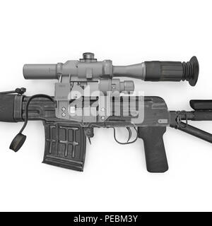 Dragunov sniper rifle gun isolated on white. 3D illustration Stock Photo