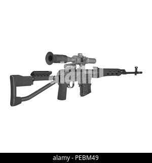 Dragunov Sniper Rifle SVD isolated on white. 3D illustration Stock Photo