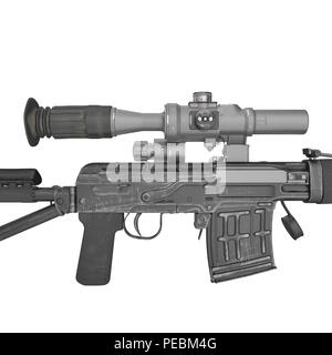 Dragunov Sniper Rifle SVD isolated on white. 3D illustration Stock Photo