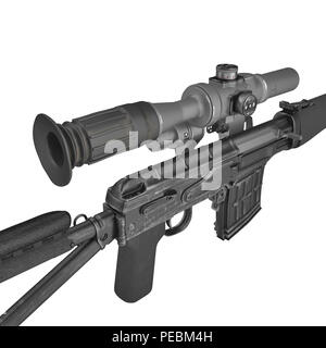 Dragunov Sniper Rifle SVD isolated on white. 3D illustration Stock Photo