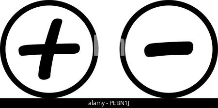 Trendy Plus and minus icons. Line style. Web buttons or app buttons concept. Illustrated vector. Stock Vector