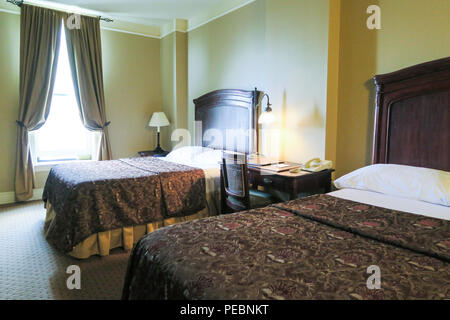 Hotel Room in the Historic Grand Union Hotel, Fort Benton, Montana, USA Stock Photo