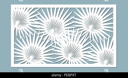 template for cutting. Palm leaves pattern. Laser cut. Vector illustration. Stock Vector