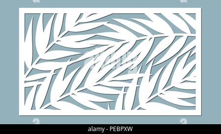 template for cutting. Palm leaves pattern. Laser cut. Vector illustration. Stock Vector