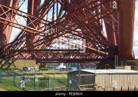 The Forth Rail Bridge over the Firth of Forth connecting Edinburgh to Fife, photogrpahed from North Queensferry, Fife Stock Photo