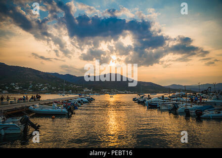 Beautiful sunset in Cap de Creus, Costa Brava. Summer vcation destination in Spain, Europe. Stock Photo