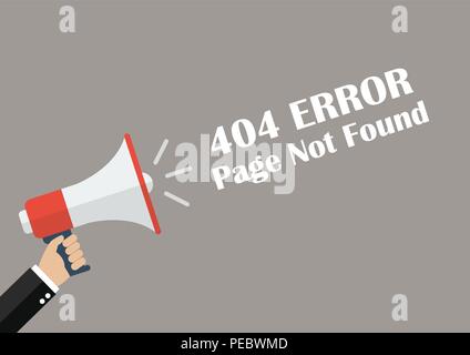 Hand holding megaphone with word Page not found. Vector Illustration Stock Vector