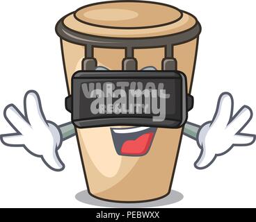 Virtual reality conga mascot cartoon style Stock Vector