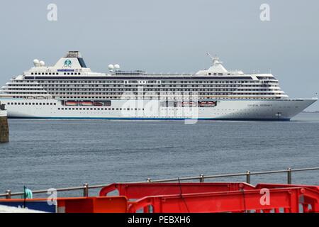 Cruise liner Crystal Serenity anchored off St Peter Port Guernsey Stock Photo