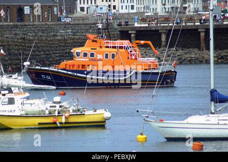 RNLI Lifeboat Spitit of Guernsey at St Peter Port, Guernsey Stock Photo