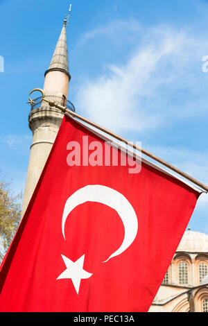 Turkish flag in Istanbul, Republic of Turkey Stock Photo