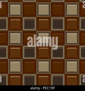 Square colored glass mozaic chocolate tile seamless vector pattern Stock Vector