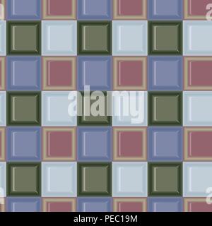 Square colored glass mozaic green and blue tile seamless vector pattern Stock Vector