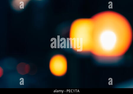 close up view of colorful bokeh lights on dark background Stock Photo