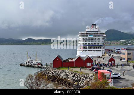 Cruise ship Viking Sea docked at Leknes,  Lofoten Archipelago, Norway 180703 68739 Stock Photo