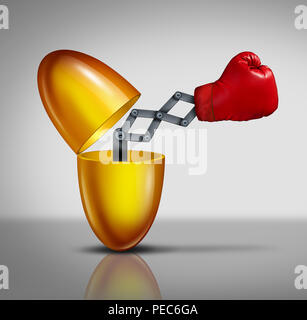 Fish oil power and healthy supplement fatty acid nutrient with an open capsule pill as a natural health medicine with a punch including. Stock Photo