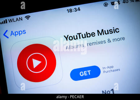 Youtube Music App Icon On Apple Iphone Screen Youtube Music Is A Music Streaming Service Stock Photo Alamy
