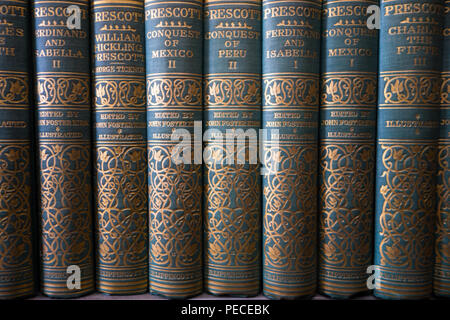 Old books on a bookshelf Stock Photo