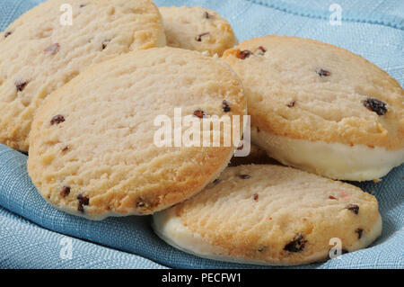 Closeup of gourmet raspberry shortbread cookies Stock Photo