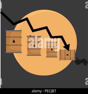 Oil industry crisis concept. Drop in crude oil prices. Financial markets vector illustration. Oil stock crisis Stock Vector
