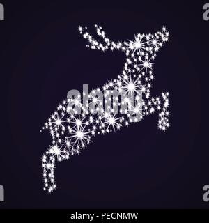 Reindeer. Sparkling stars. Christmas card. Vector illustration New year Stock Vector