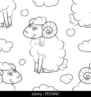 Sheep flying in the clouds. Cute Wallpaper for kids. Vector illustration Stock Vector