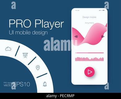 UX audio player templates. Stock vector eps10 Stock Vector