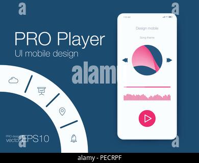 UX audio player templates. Stock vector eps10 Stock Vector