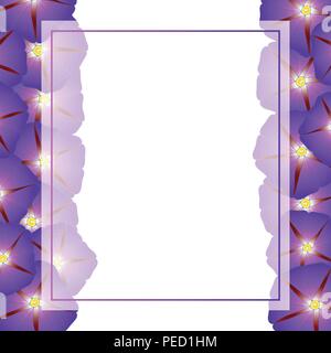 Purple Morning Glory Flower Banner Card Border. Vector Illustration. Stock Vector