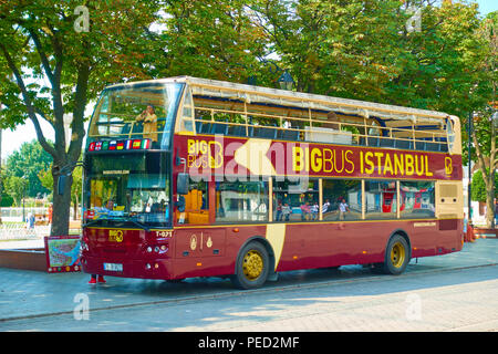 Istanbul, Turkey - July 16, 2018: Tourist Hop on Hop off city sightseeing bus in Istanbul Stock Photo