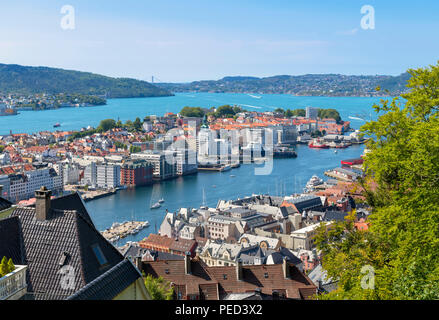 Bergen, Norway. View over the city from the slopes of Mount Fløyen, Bergen, Norway Stock Photo