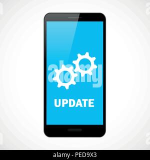 update updating software app smartphone gears vector illustration EPS10 Stock Vector