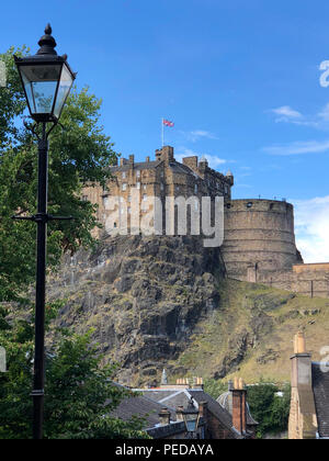 Edinburgh Castle is an historic fortress which dominates the skyline of the city of Edinburgh, Scotland, from its position on the Castle Rock. Stock Photo