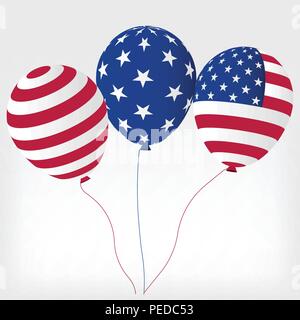 Helium balls with symbols of the United States of America, decorations for holidays america, Patriot' day or Labor Day Stock Vector