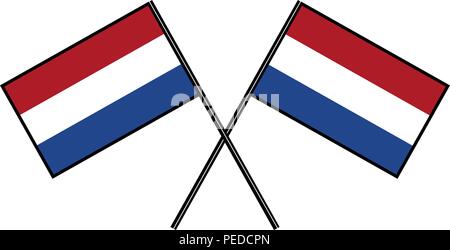 Flag of the Netherlands. Stylization of national banner. Simple vector illustration with two flags Stock Vector