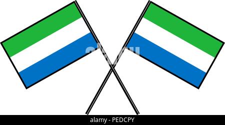 Flag of Sierra Leone. Stylization of national banner. Simple vector illustration with two flags Stock Vector