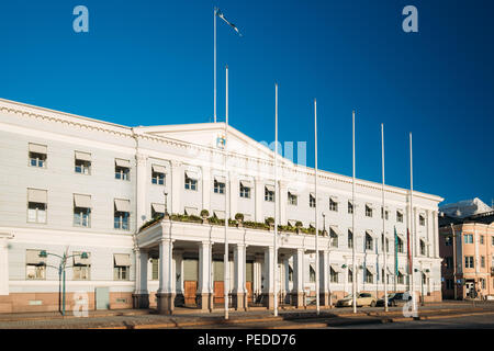 Helsinki, Finland. View Of Helsinki City Hall In Winter Sunny Day. Stock Photo