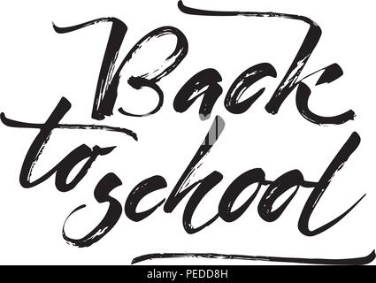 Back to school banner hand letterins Vector illustration. white background Stock Vector