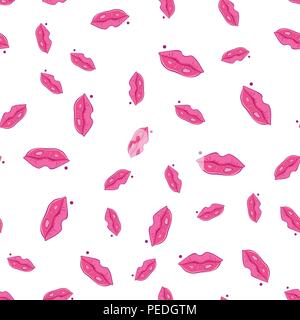 Kiss lips seamless pattern. Vector illustration isolated on white background. Stock Vector