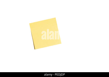 yellow sticky paper notes isolated on white background Stock Photo