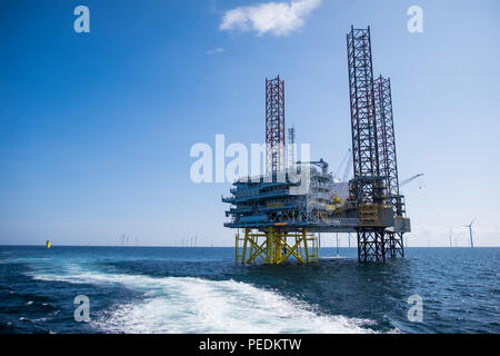 Race Bank Offshore Wind Farm during construction in 2017 Stock Photo